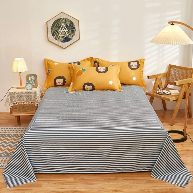 Hot Selling Home Textile 3 Pieces Bedding Set Bed Linen Coverlets Grey 100% Cotton Sabanas Bed Set 2 Soft Pillow Cases Pillowslips Bed Sheets Wholesale