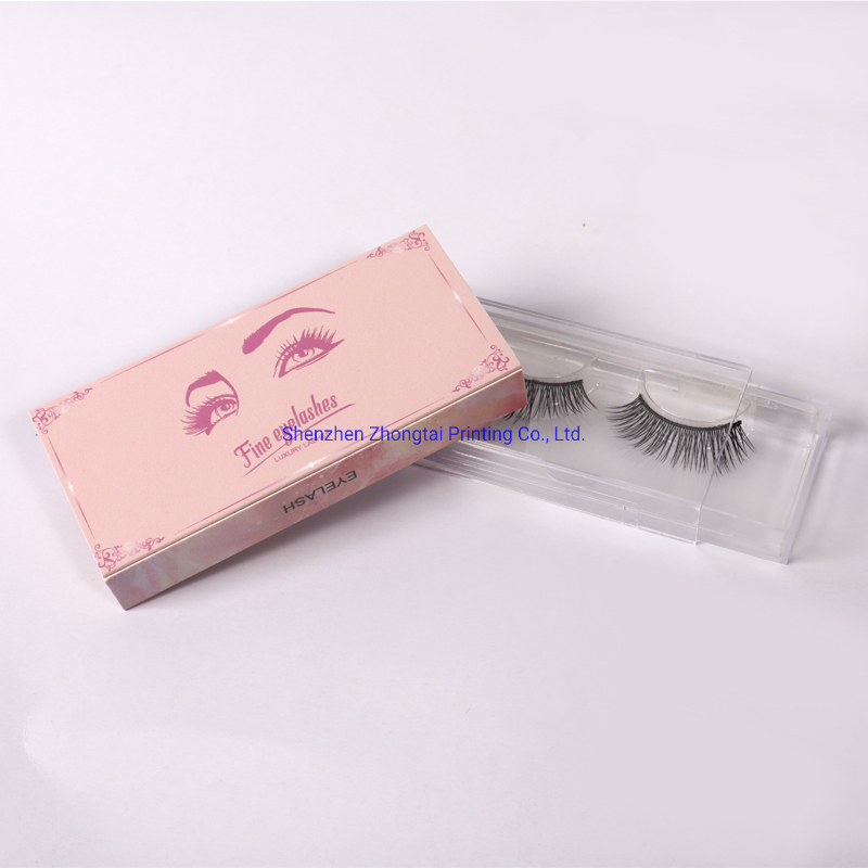 Glitter Unique Pink Paper Empty Custom Wig Eyelash Packaging Boxes