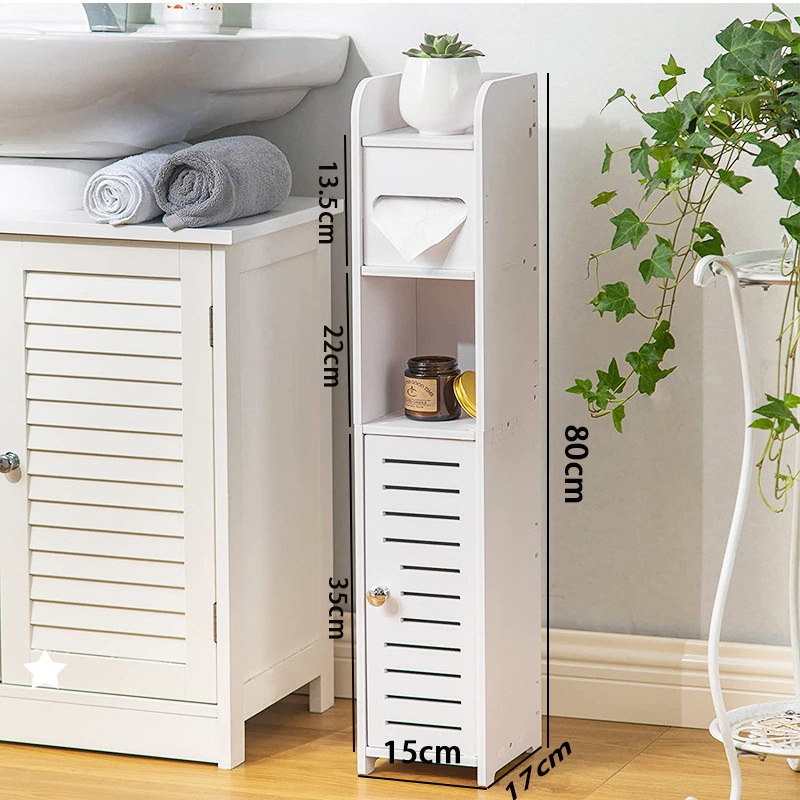 Wood Plastic Board 3-Layers Multifunctional Toilet Paper Bathroom Shelf Toilet Organizer