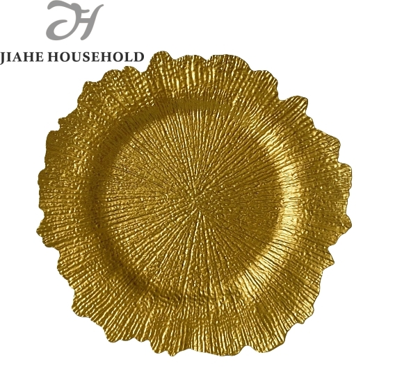 13-Inch Plastic Decorative Plate for Weddings,Factory Direct Sale, Charger Plate, Best-Selling Model, Geometric Floral Tray - Contemporary Wedding Plastic Decor