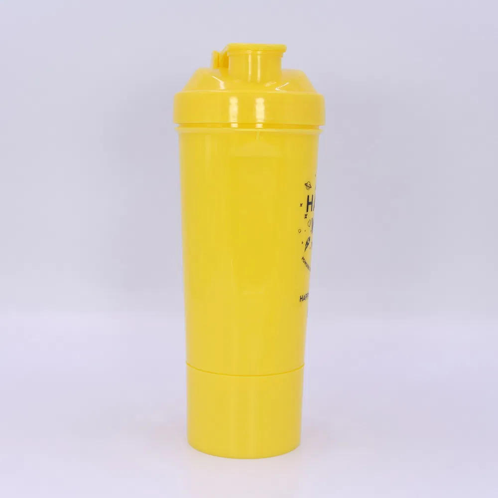 Durable 500ml/17oz slim shaker bottle with netting and container for gym travel