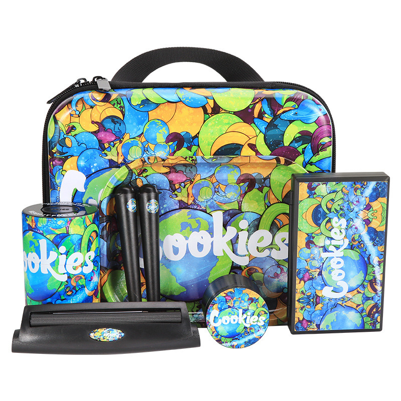 Wholesale Customization Smoke Kit Portable Rolling Cigarette Herb Grinder Set with Metal Tray Smoking Box Accessories Set