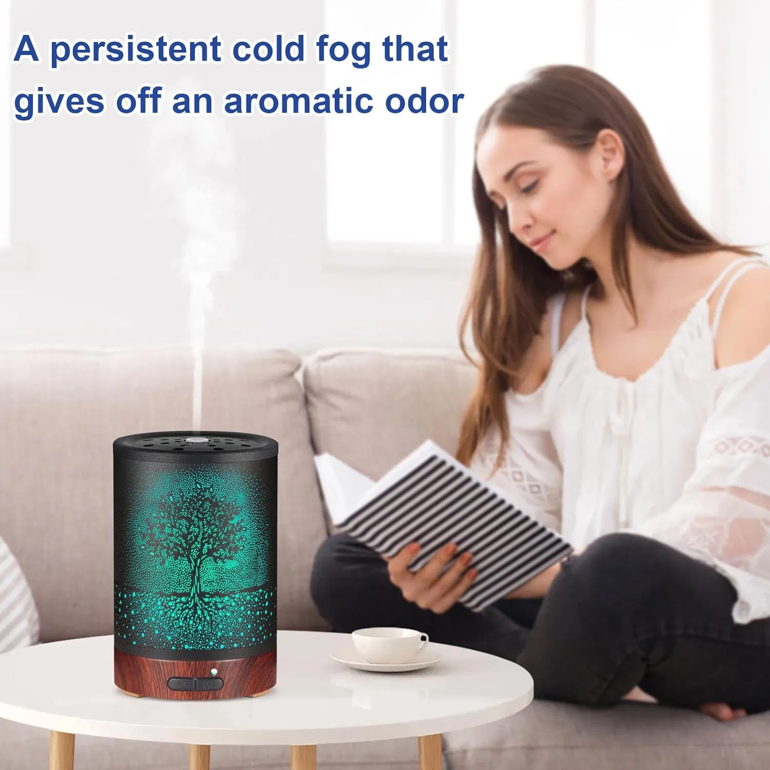 Essential Oil Diffuser Aromatherapy Diffuser With7 Colors Light and Auto-off for Women Metal Cool Mist Humidifier for Home and Office (Tree)