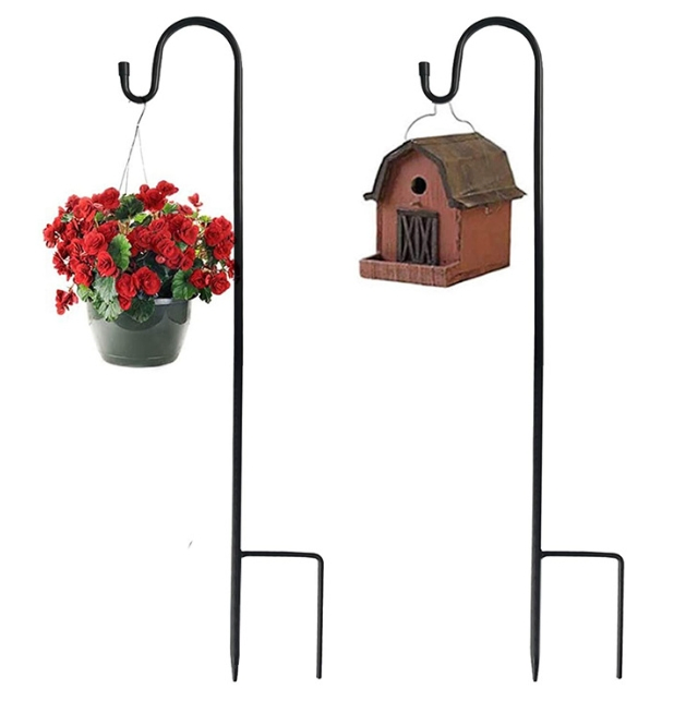Versatile Garden Shepherds Hook for Flower Baskets and Hanging Bird Feeders