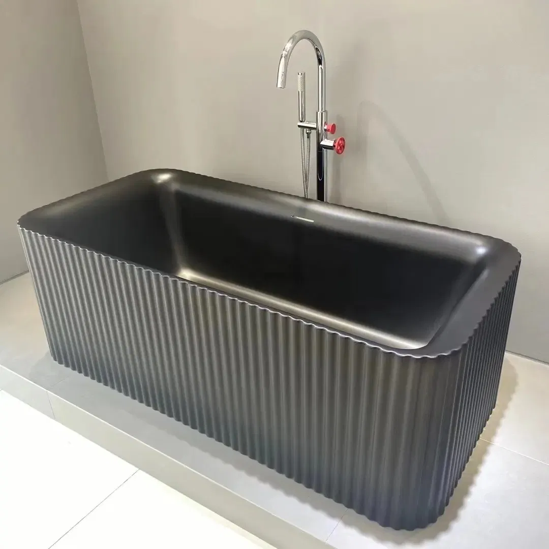 New Design Acrylic Bathtub Freestanding Bathtub Matt and Bright Black