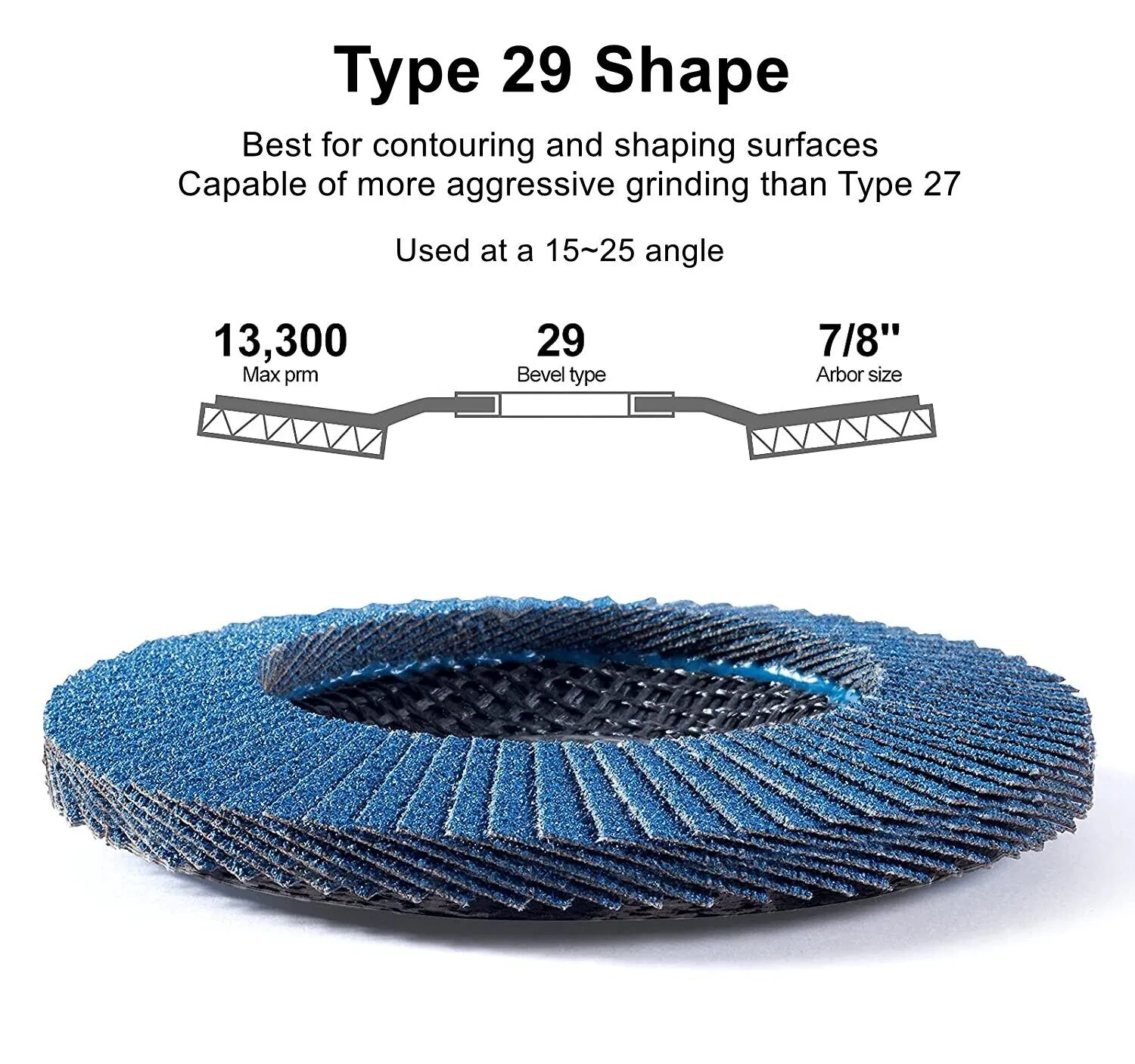 4-1/2" X 5/8"-11 T29 - Angle Face Zirconia Alumina Fiberglass Flap Disc, 60 Grit