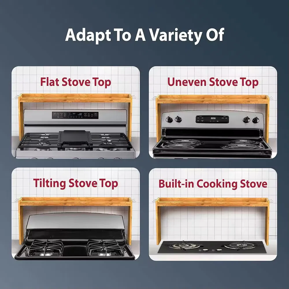 Hot Selling Bamboo Stove Shelf for Kitchen Extra Storage Spice Rack