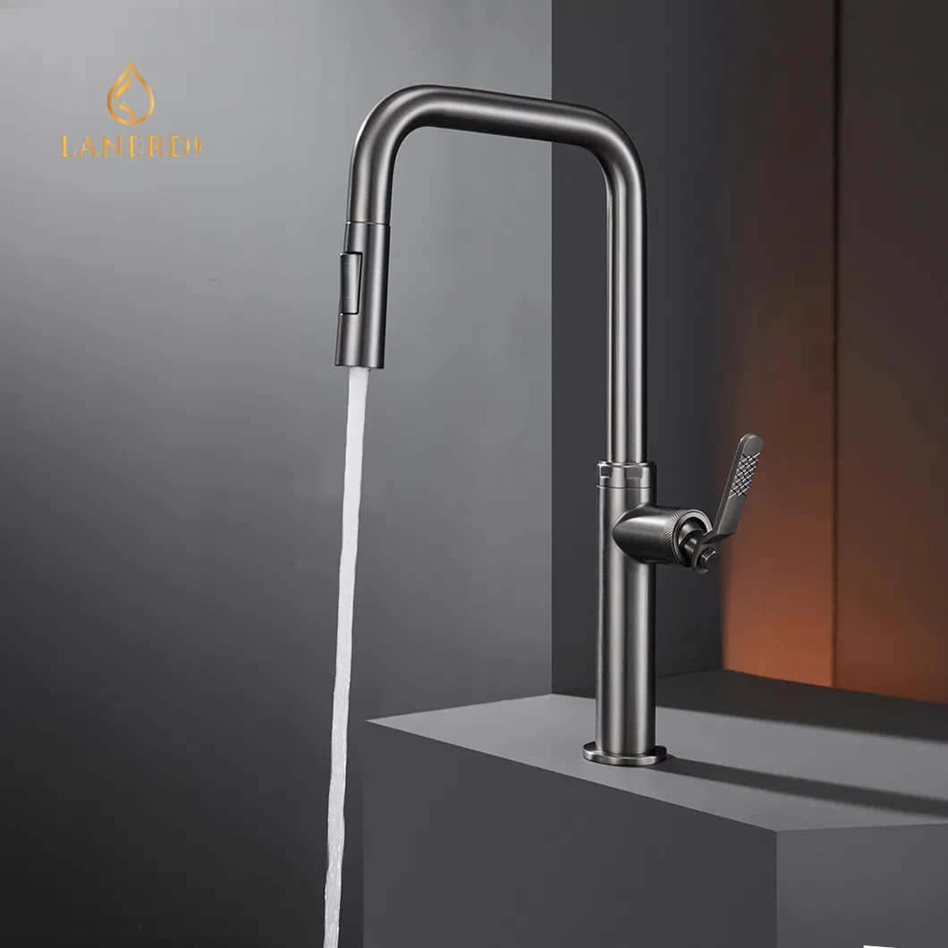 Смеситель для кухни с выдвижным изливом, черный