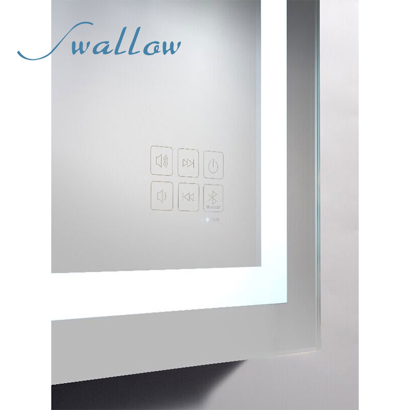 China Anti-Fog LED Bathroom Hotel Cosmetic Smart Modern Rectangle Mirror