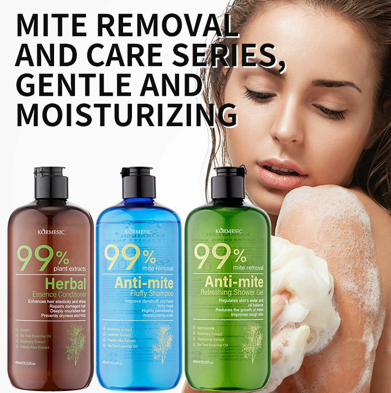 Online Wholesale and Retail Natural Plant Body Wash Refreshing Anti-Mite Fluffy Hair Shampoo and Hair Conditioner 3PCS Set