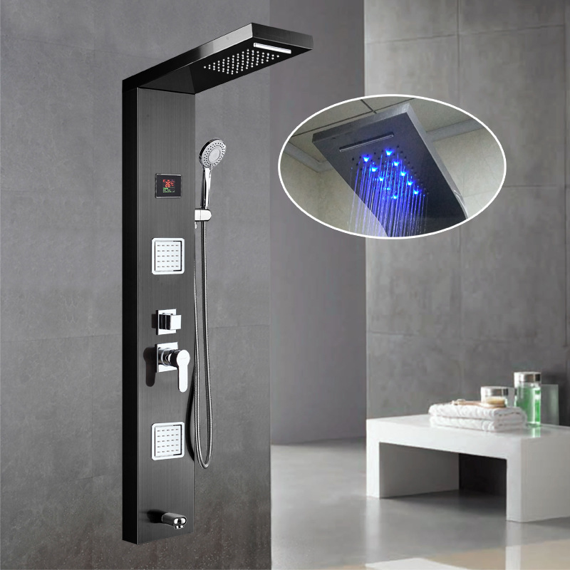 Factory Bulk Hotel Bathroom LED Lighting Temperature Display Shower Panel