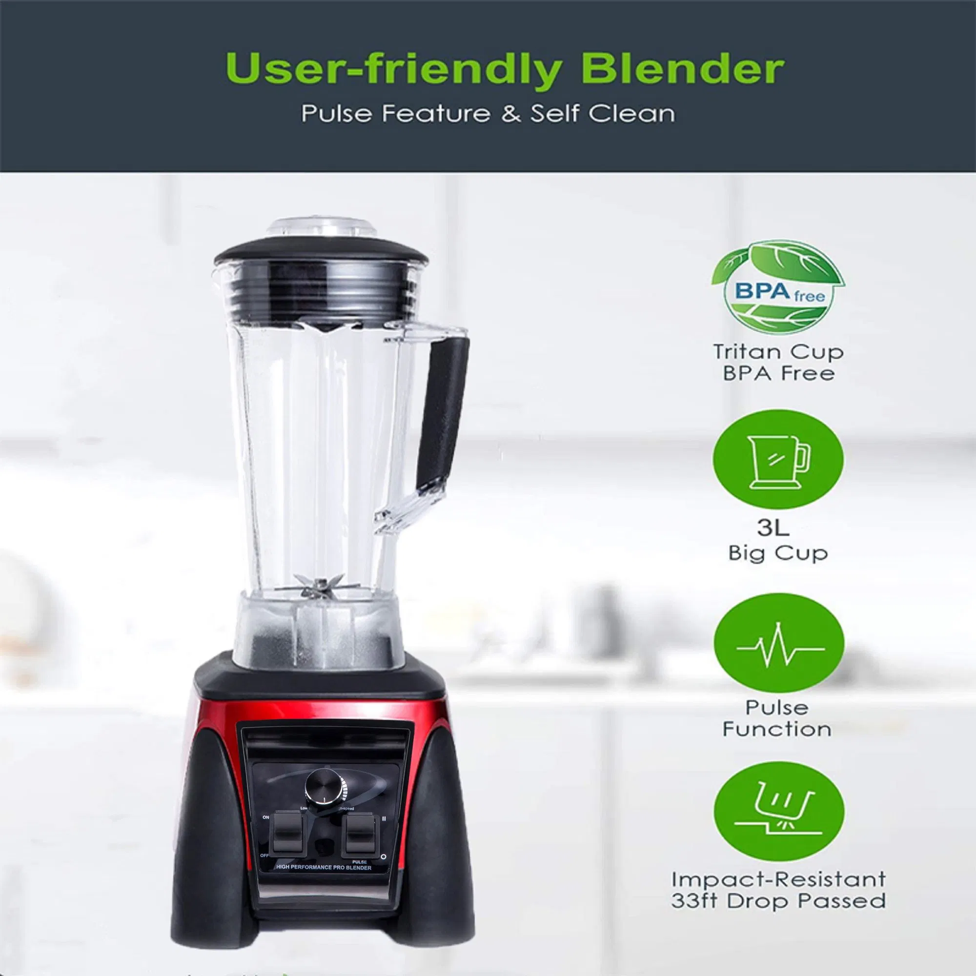 3L Food Blender Vegetable Fruit Mixer Cereal Meat Grinder Ice Crusher Commercial Blender