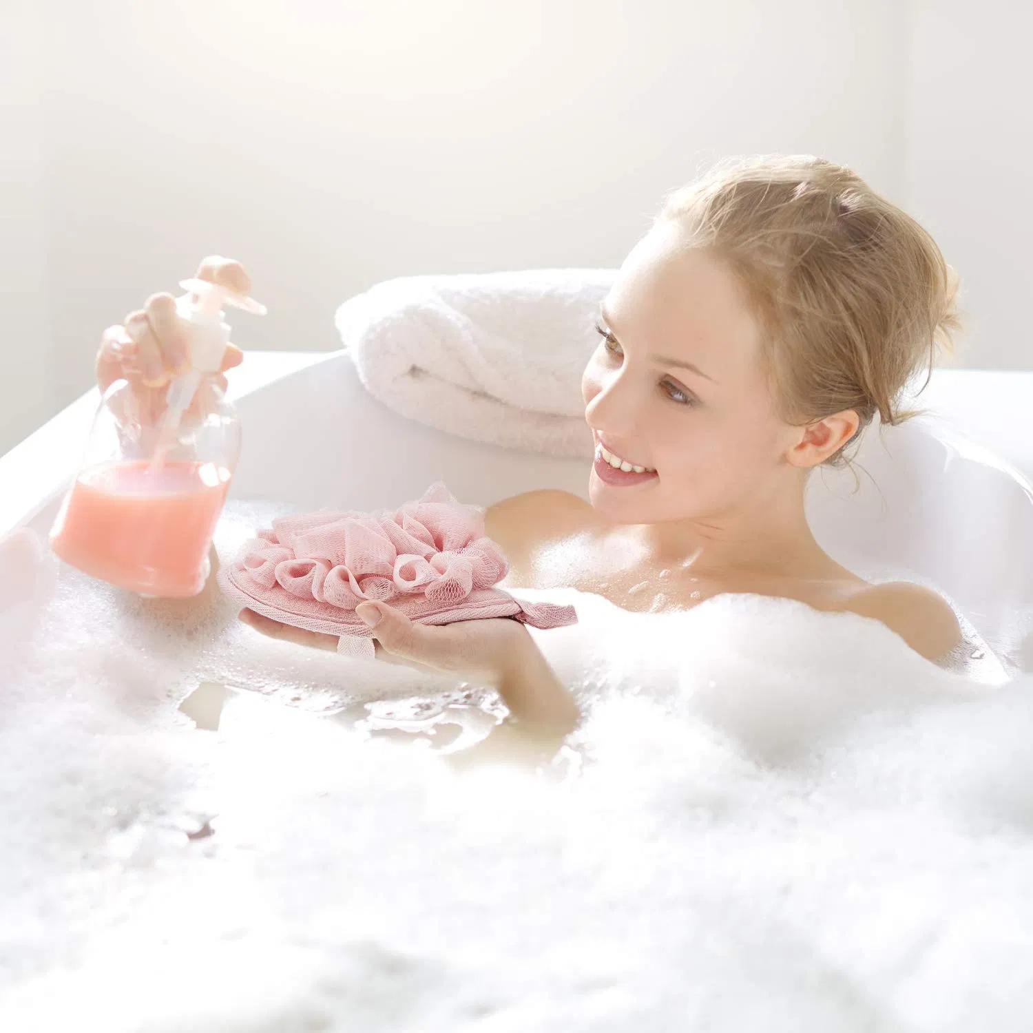 Exfoliating Body Loofah Pad Shower Scrubber Ball Shower Glove with Flower Bath Ball (Multi-color)