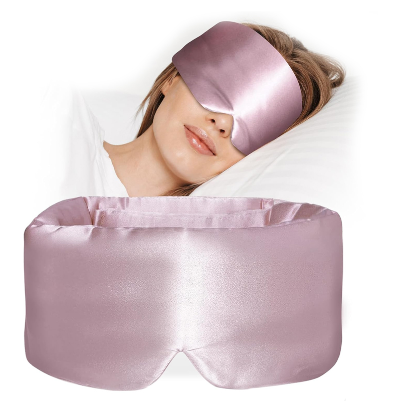 Silk Sleep Eye Mask Sleeping 100% Pure Mulberry Silk Face-Hugging Padded Eye Cover with Adjustable Band
