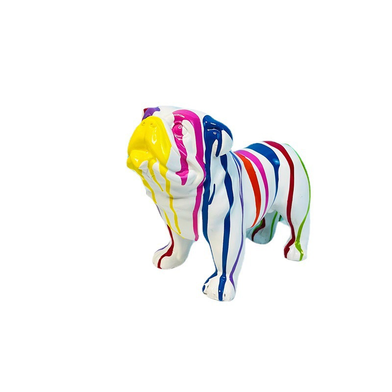 Colorful Bulldog Sculpture for Standing Figurines Art Ornament Wbb27618