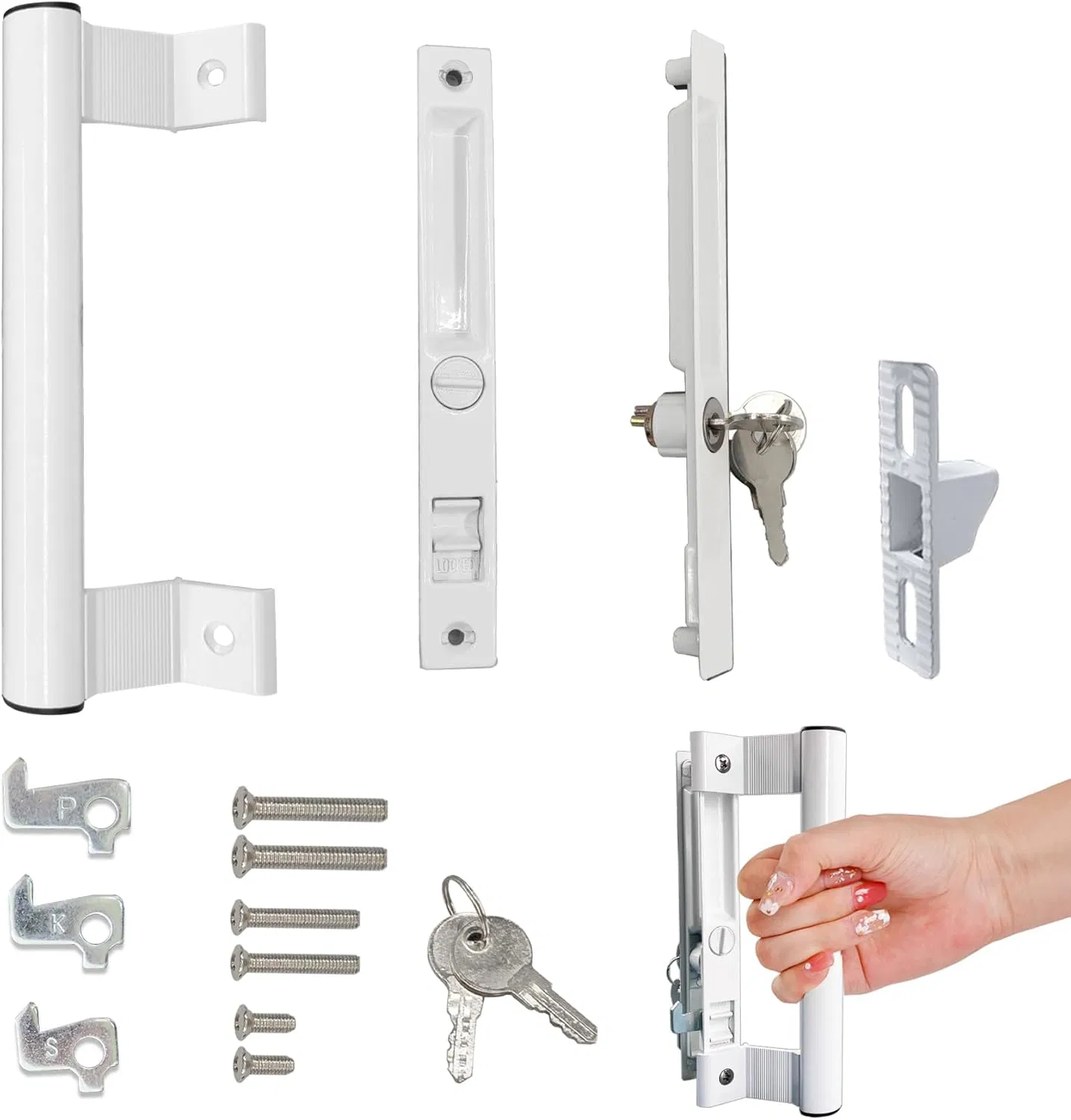 Prime-Line C Sliding Glass Door Handle Set with Hook Style
