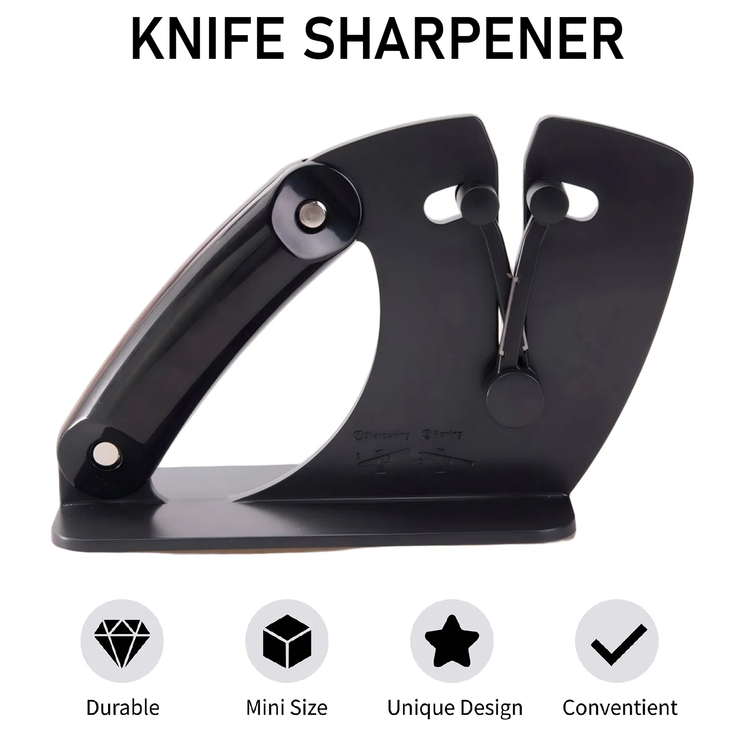 Adjustable Knife Sharpener 2-in-1 Sharpening & Honing 22-46° Dual Spring Arms Non-Slip