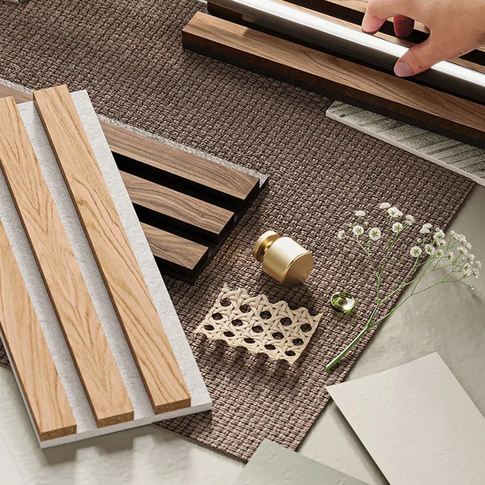 Oak Slat Wool Wall Decor Slat Wooden Wall Panels with Pet Sound Proof Ceiling Panel Acoustic Panel