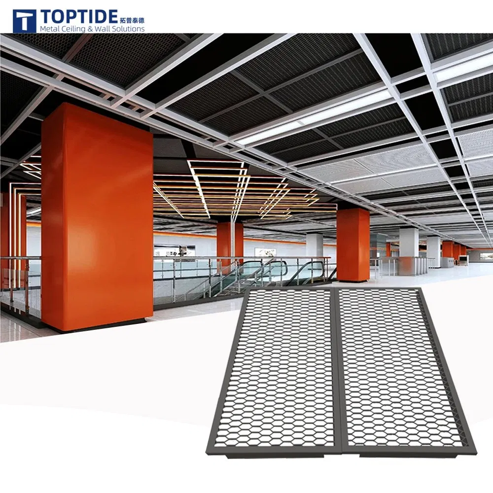 Factory Price Suspended Expanded Metal Ceilings Manufacture 2.0mm Aluminum Mesh Ceiling Tiles for Metro