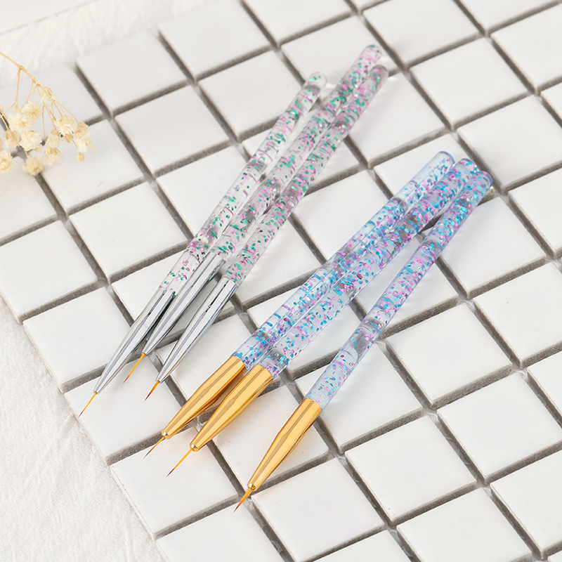 Nail Art Brush Liner French Style 3PC Set Acrylic Stripe Nail Art Liner Brush Set for Manicure Ultra-Thin Line Drawing Pen UV Gel Brushes Painting Tools