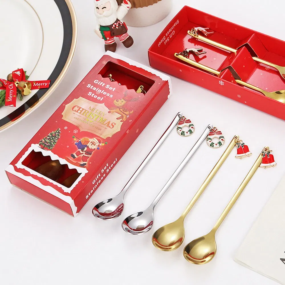 Christmas Spoon Gift Set Stainless Steel Pendant Coffee Christmas Spoon
