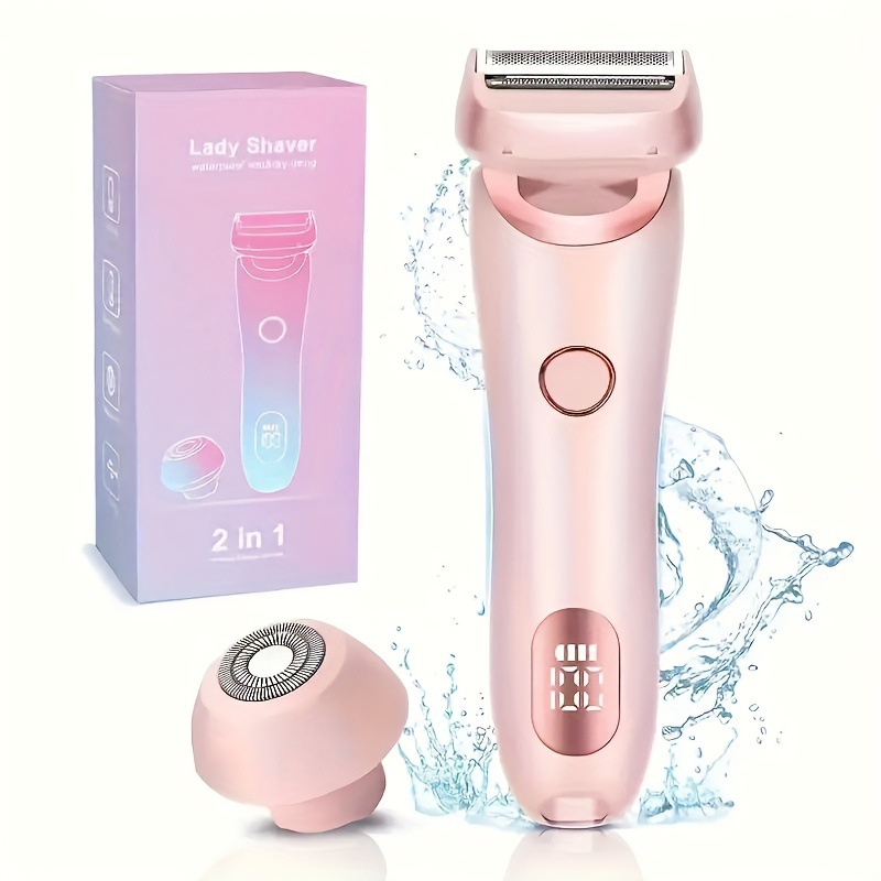 Electric Razor for Women, 2 in 1 Portable Waterproof Bikini Trimmer Wet and Dry Cordless Lady Hair Removal