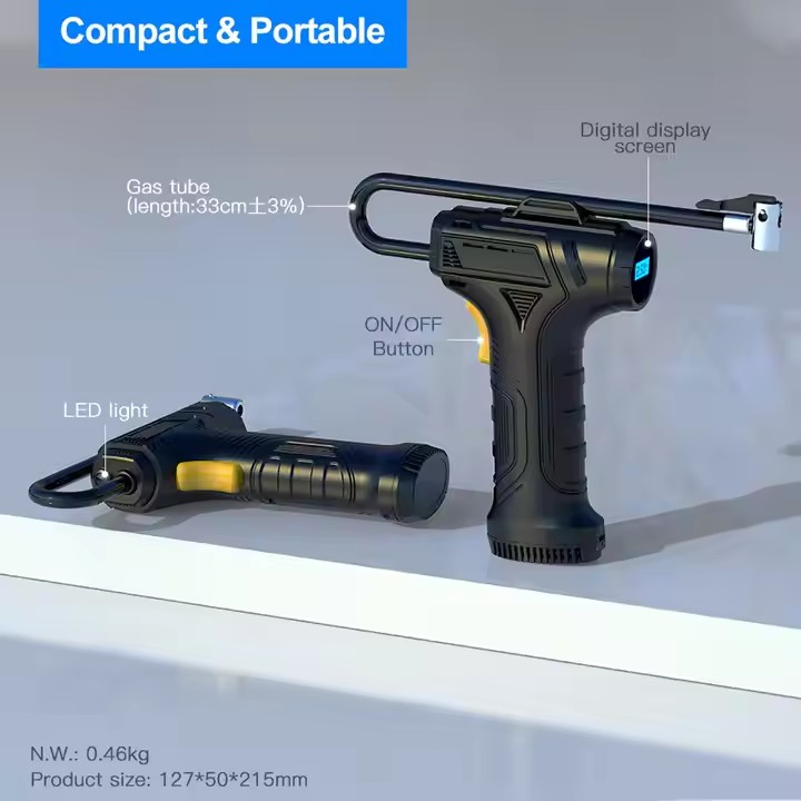 Wireless Car Tire Inflator with Digital Pressure Gauge 12V Auto Air Compressor for Cars Ball Motorcycle Bikes with LED Light