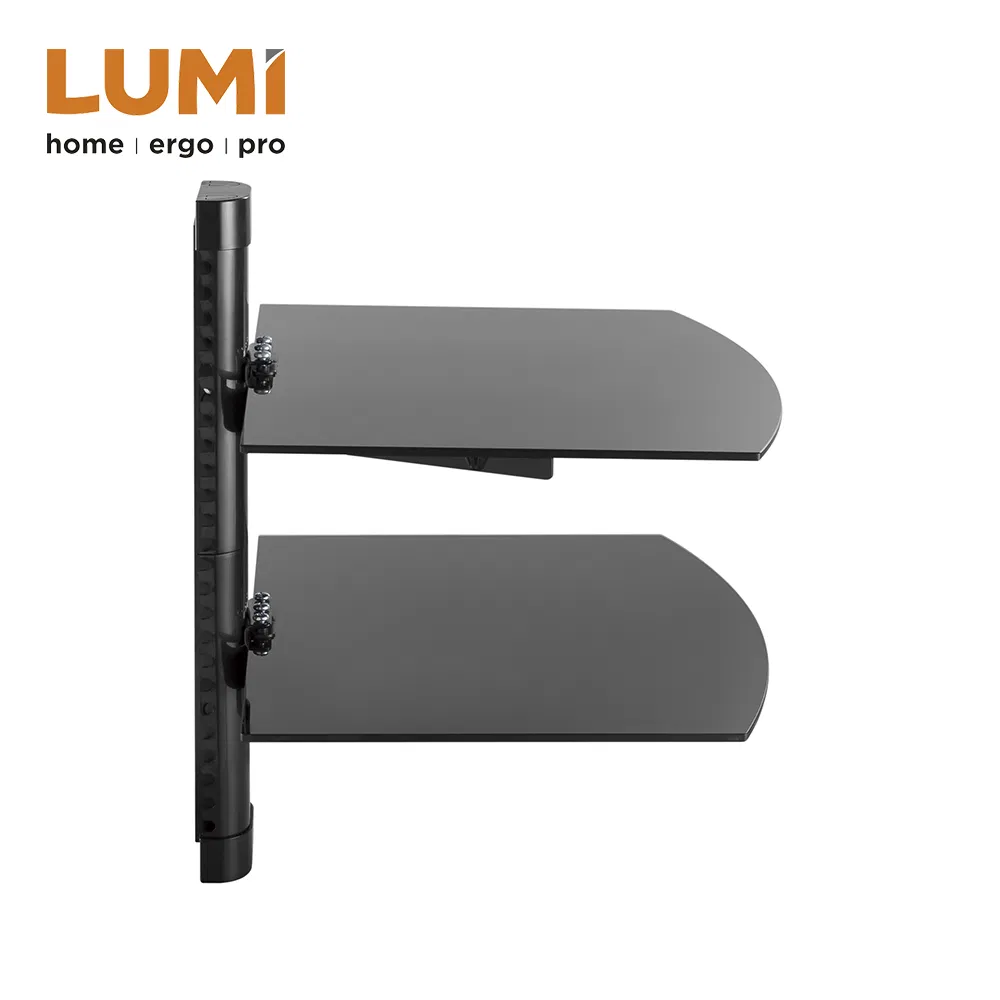 Height Adjustable Glass DVD Player DVD Shelf Bracket with Shelf