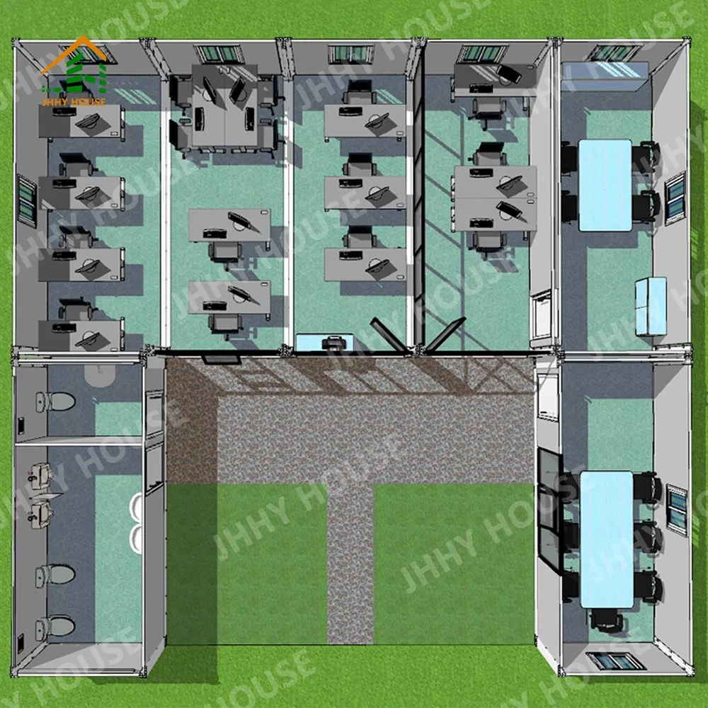 Foldable Prefabricated Homes 20FT Office Folding Container House with Bathroom