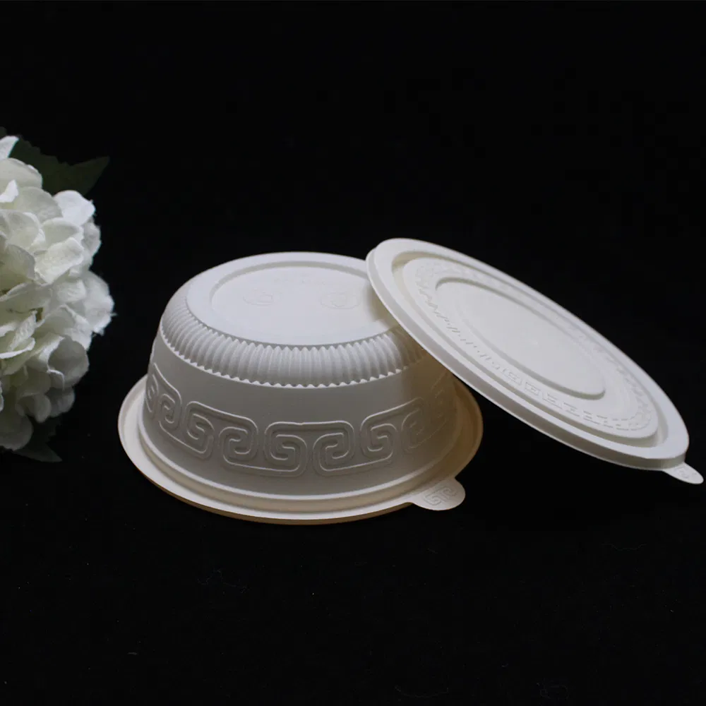 750ml Eco Disposable Food Container Microwavable Takeout Corn Starch Bowl with Lid
