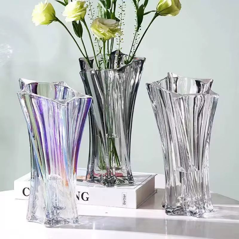 Household Irregular Glass Vases High Level Appearance Dining Table Decor Vase Transparent Glass Star Shape Vase