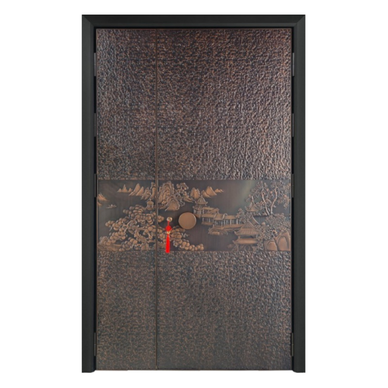 Factory Wholesale High End Luxury Entrance Door for Villa House Security Metal Aluminum Carving Stainless Steel Door