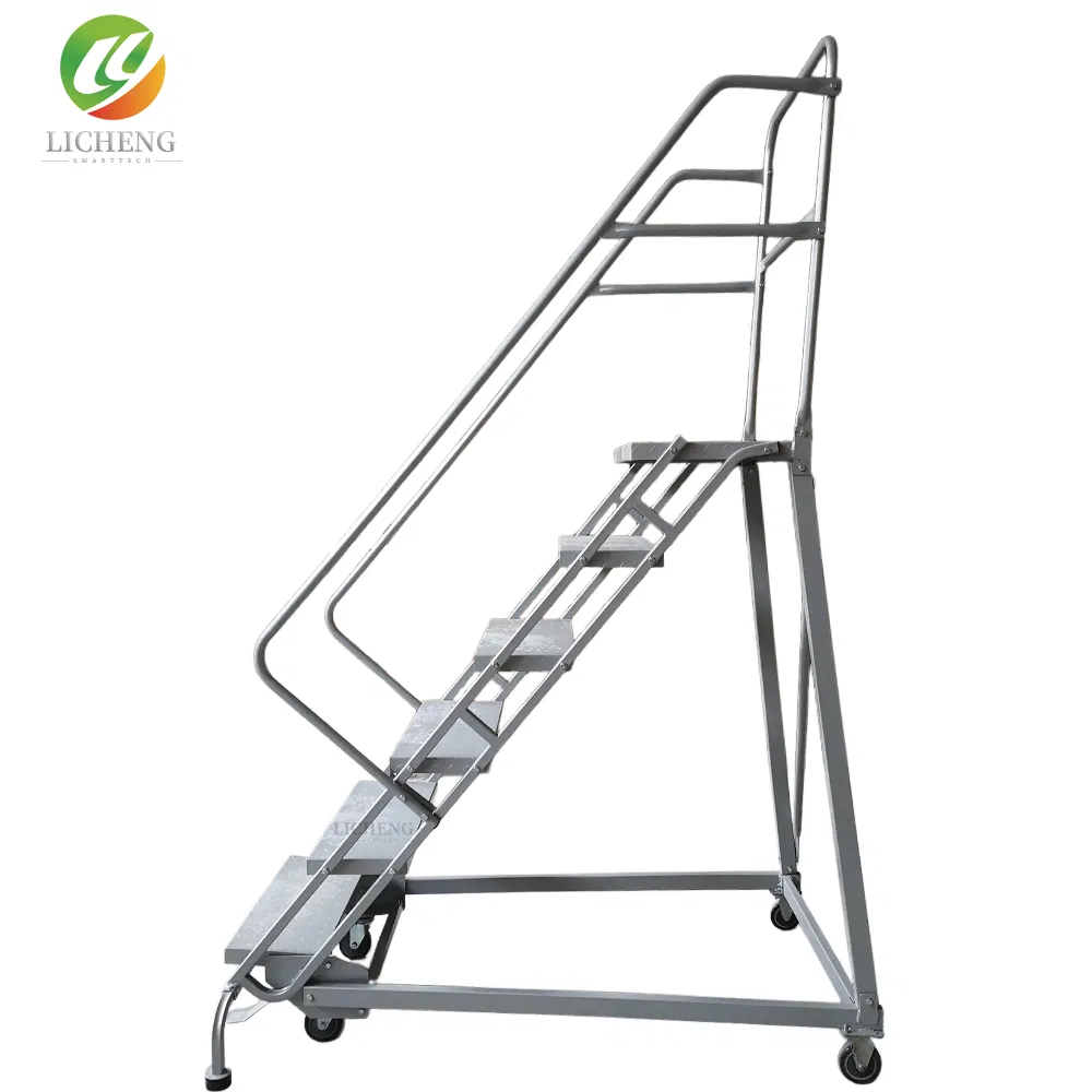 Adjustable Self-Locking Stainless Steel Mobile Step Ladder