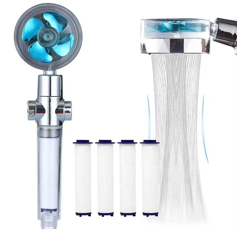 High Efficiency Rotating Shower Head for Water Conservation