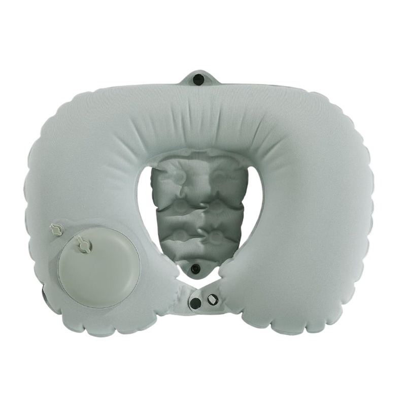 Hot Selling U-Shaped Grey Inflatable Bath Neck Cushion Soft Quickly-Drying Bathtub Pillow