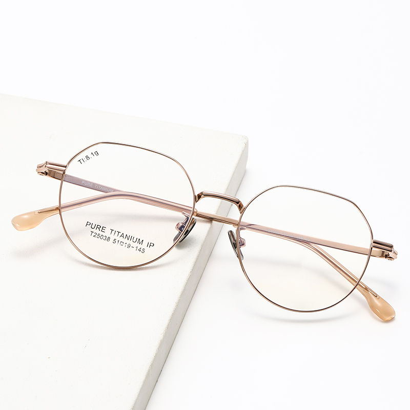 High Quality Optical Light Weight Pure Titanium Frame Prescription Glasses Geometric Eyeglasses Beta Titanium Optical Glasses Metal Eyewear Glasses