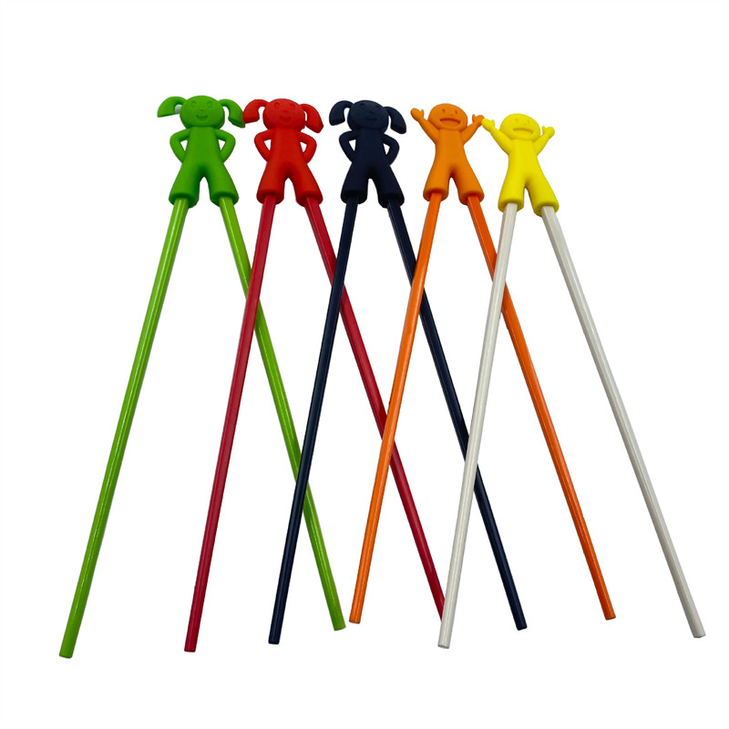 Wholesale OEM Cartoon Tableware Reusable FDA Colorful Silicone Chopsticks for Children