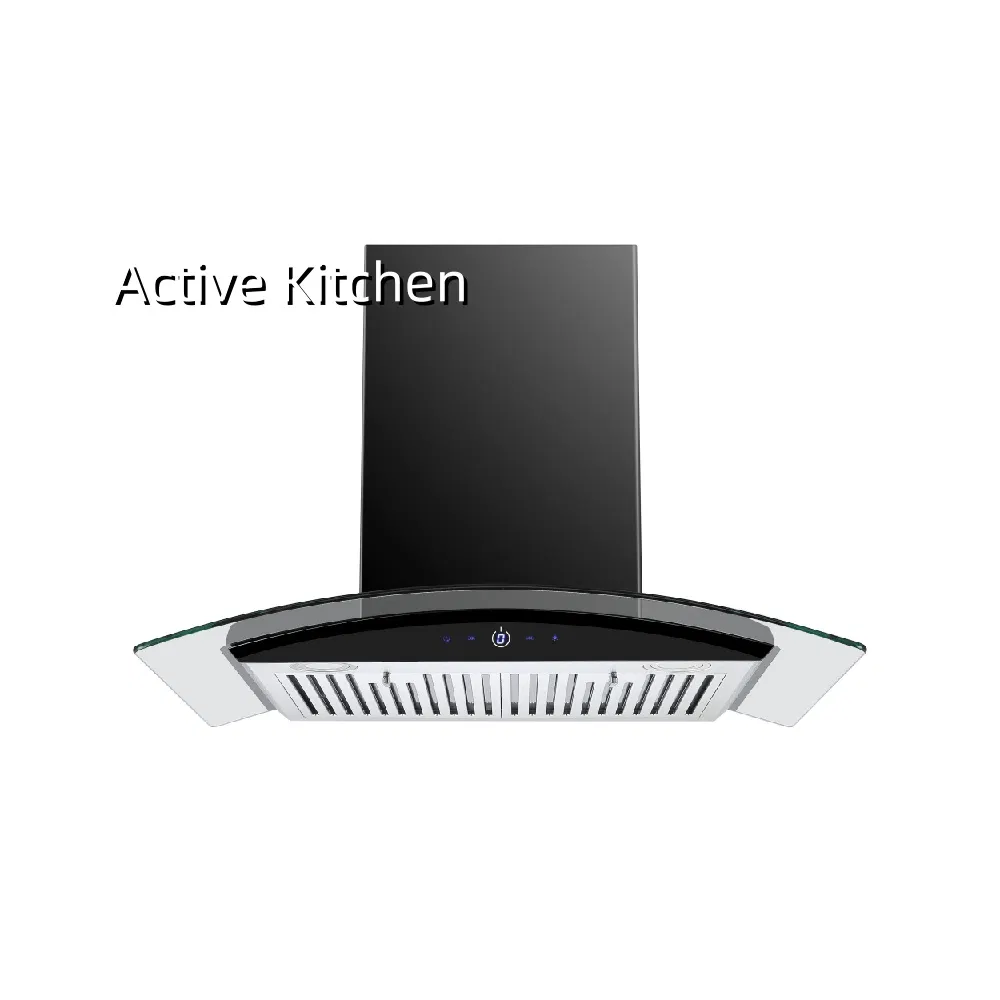 Adjustable Lighting Vent Hood Ductless Range Hood Curved Glass Hood Kitchen Energy Efficiency Range Hoods
