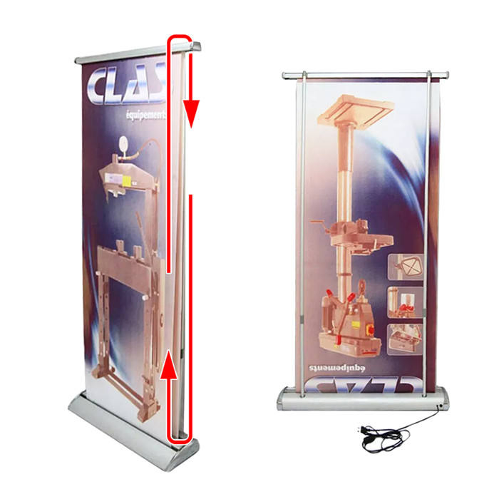 Luxury Double Sided Electric Scrolling Aluminum Retractable Roll up Banner Display Stand Portable Advertising Factory Wholesale