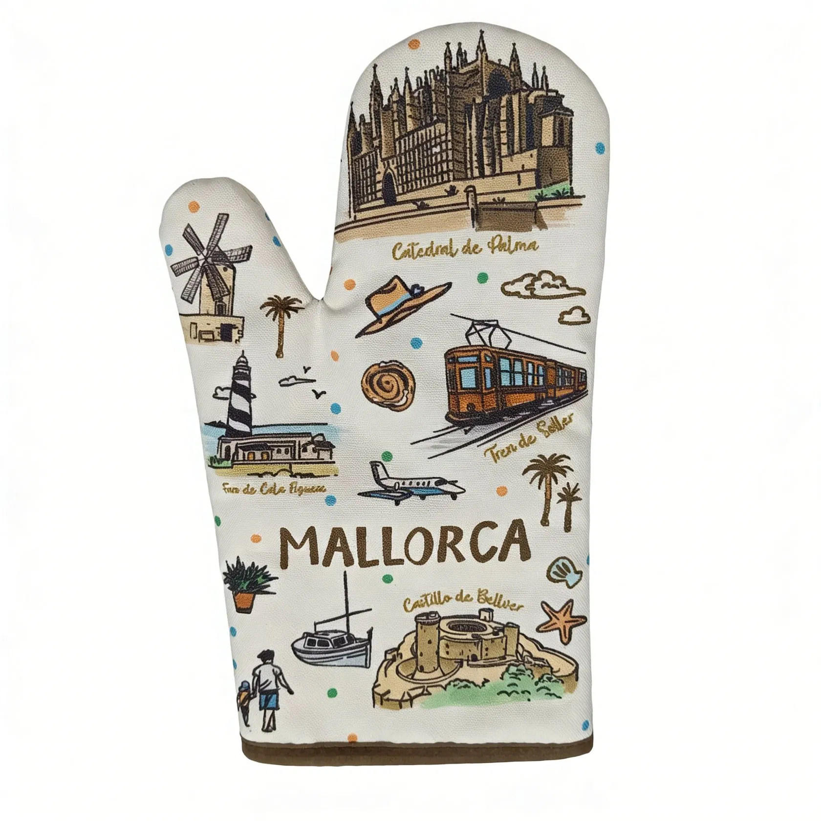 Esun Extra Thicken Long Printing Kitchen Cotton Non-Slip Oven Gloves for Cooking