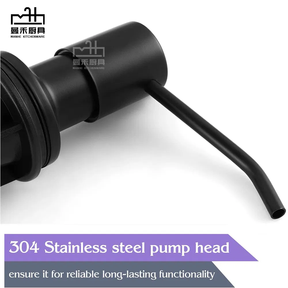 Black Matte Stainless Steel Soap Dispenser Countertop Pump Hand Lotion Built in Bottle Soap Dispenser for Wash Basin