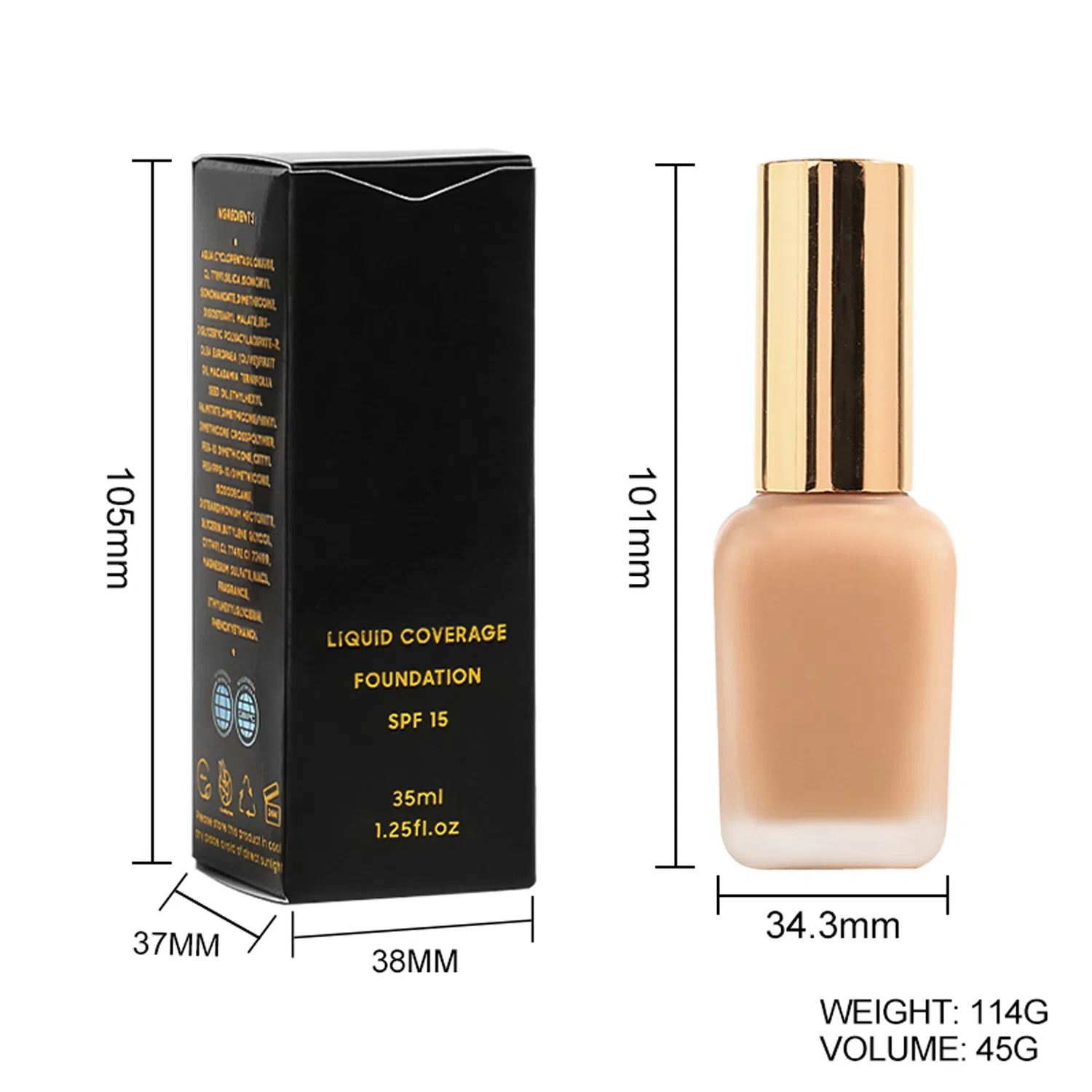 Large Capacity 10 Color Choice Square Bottle Makeup Liquid Foundation
