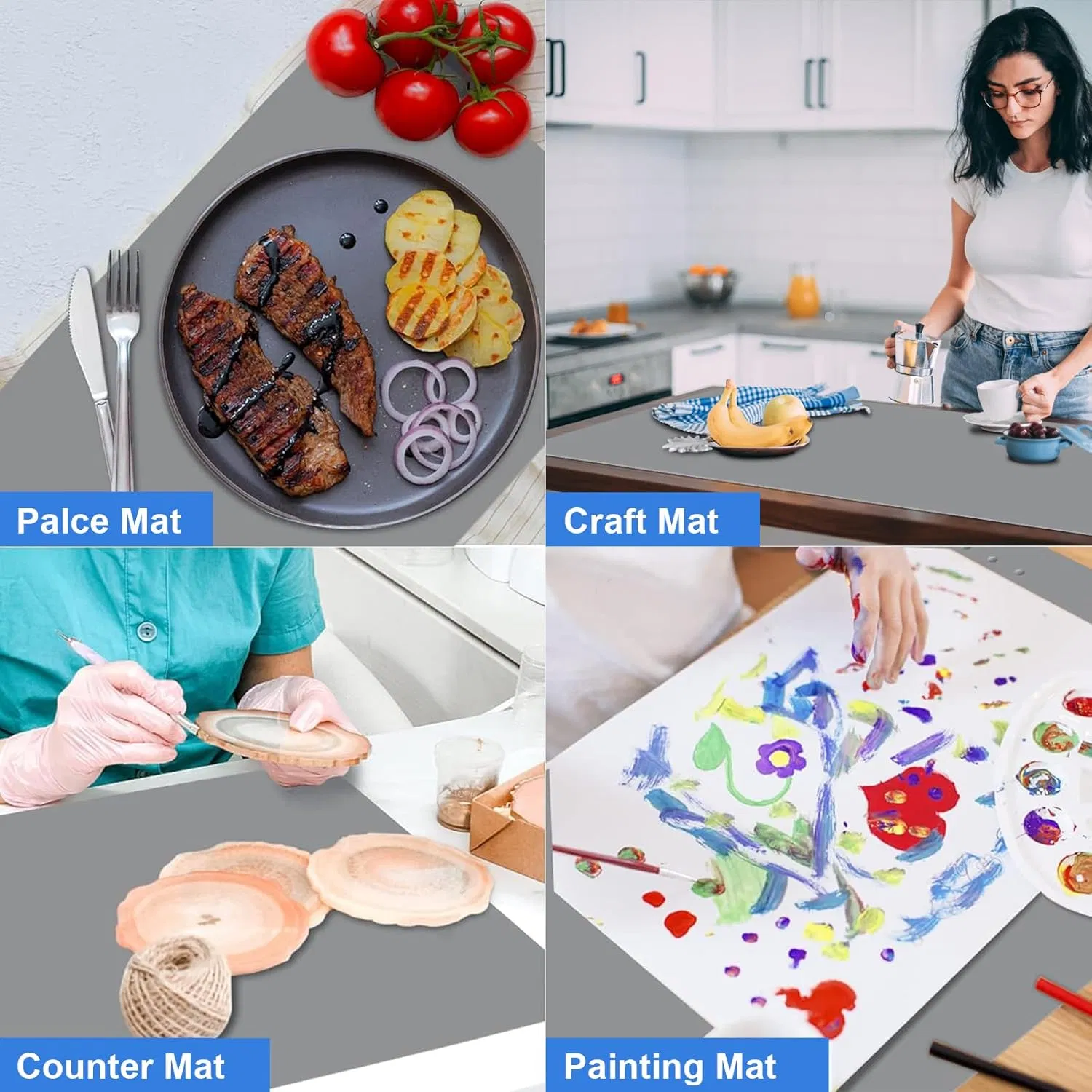 Силиконовый коврик для сушки посуды и корма питомцев