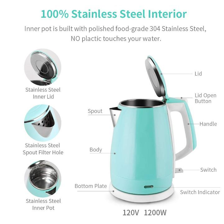 Hot Sale Electric Stainless Steel Interior Double Wall Water Boiler Heater Kettle