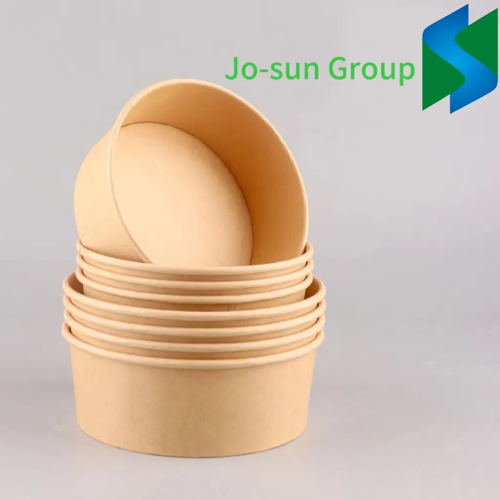 Round Kraft Paper Salad Picnic Camp Sauce Seasoning Portable Bowl Food Packing Containers Box with Lid
