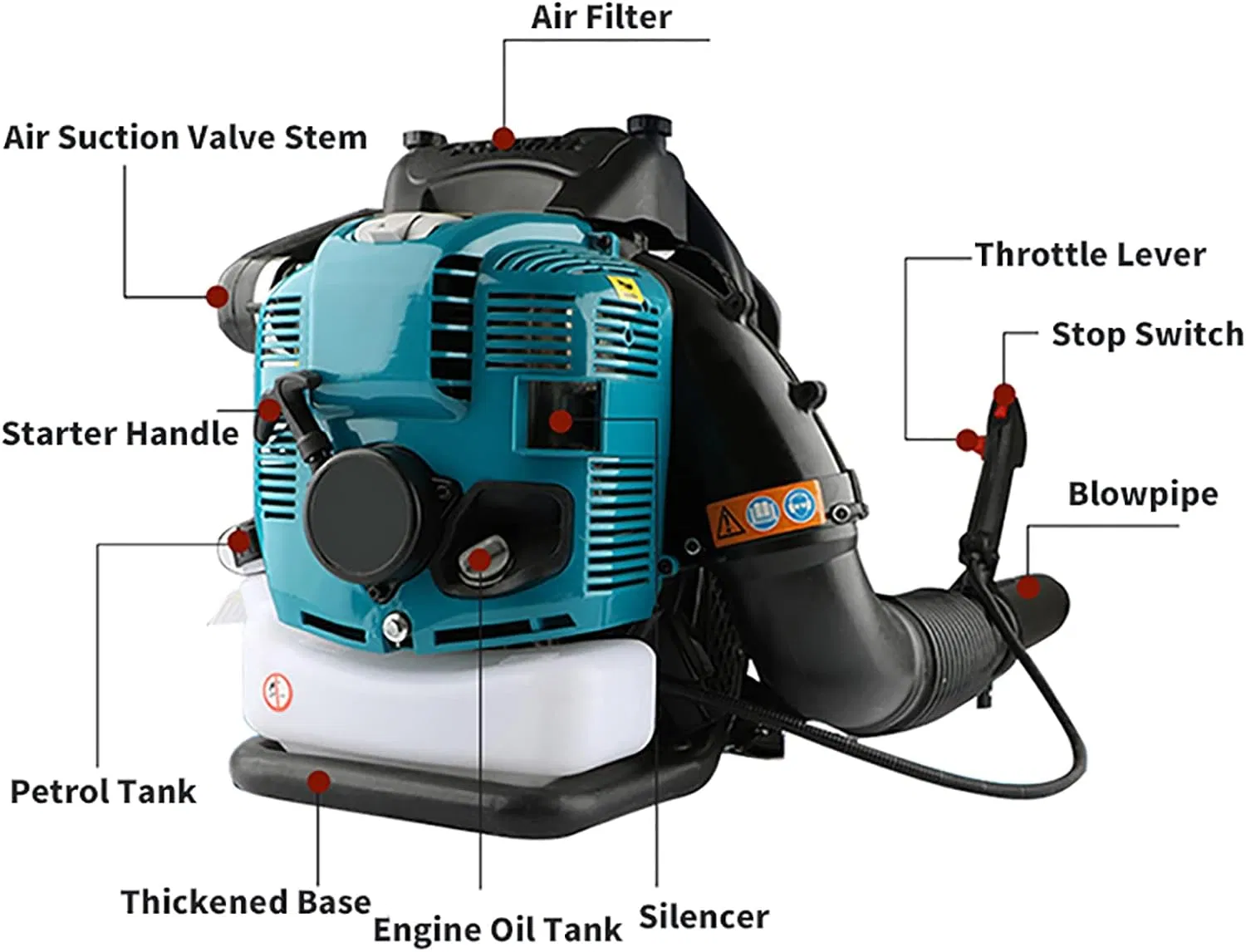 75.6cc Backpack Petrol Leaf Blower 2 Stroke Commercial Garden Yard Outdoor