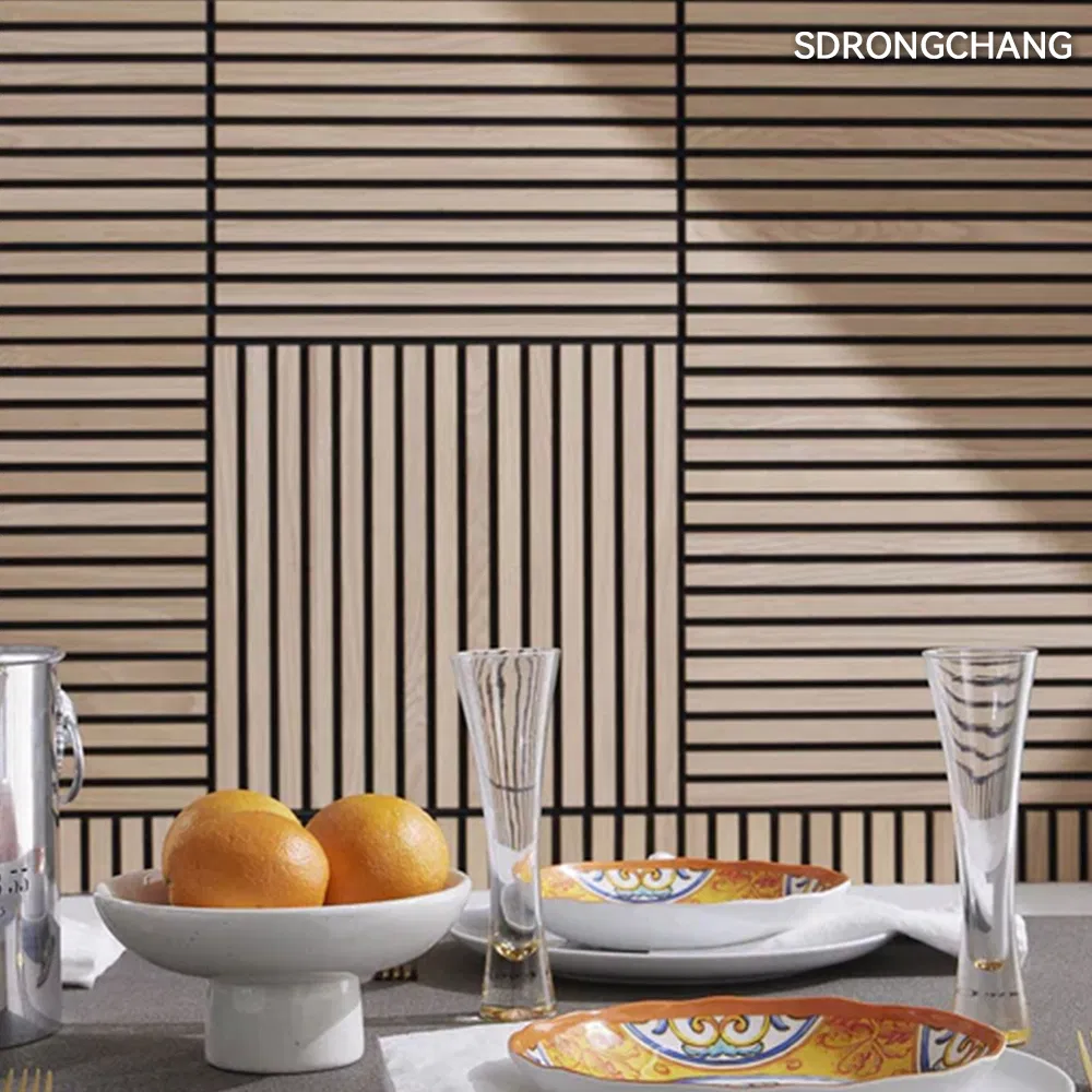 Wood Slat Wall Ceiling Soundproofing Interior Decorated Building Material Acoustic Panel