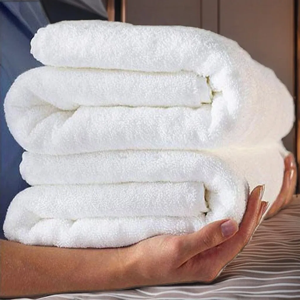 Logo Custom Wholesale Supply 100 Pure Cotton White Hotel SPA Bath Towels