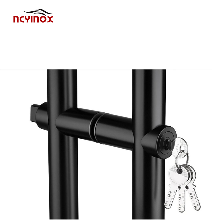 304 Stainless Steel Double-Side H Type Glass Door Long Pull Handle with Lock