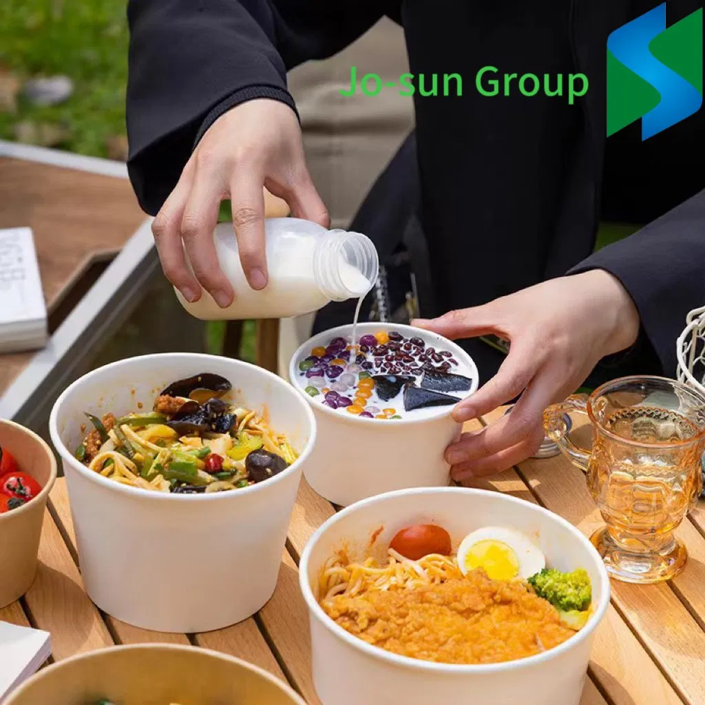 Jo-Sun Disposable Biodegradable Paper Soup Container with Lid Takeaway Kraft Soup Salad Paper Bowl
